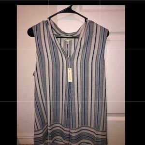 Max Studio Strip Printed Sleeveless Blouse